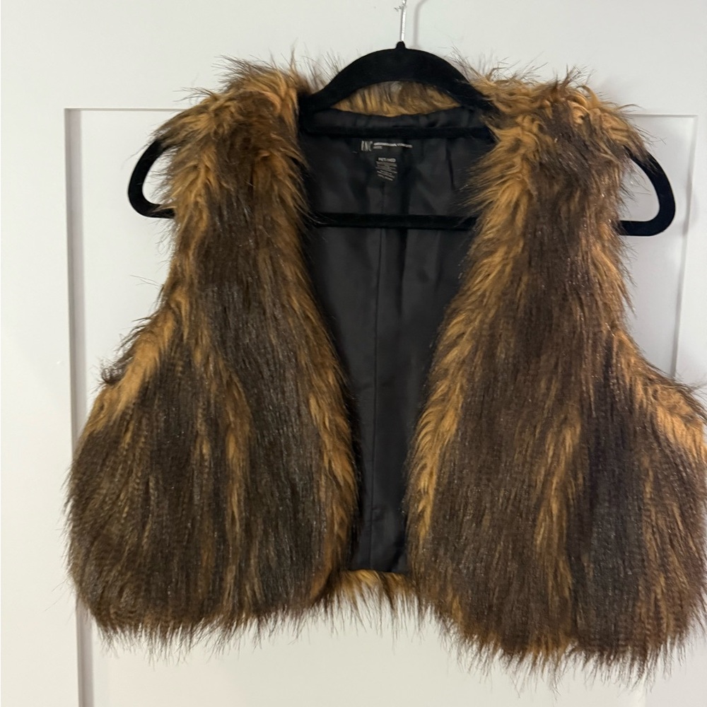 INC International Concepts Faux Fur Vest in Brown and Black